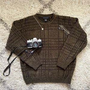 Brown / olive textured, oversized sweater